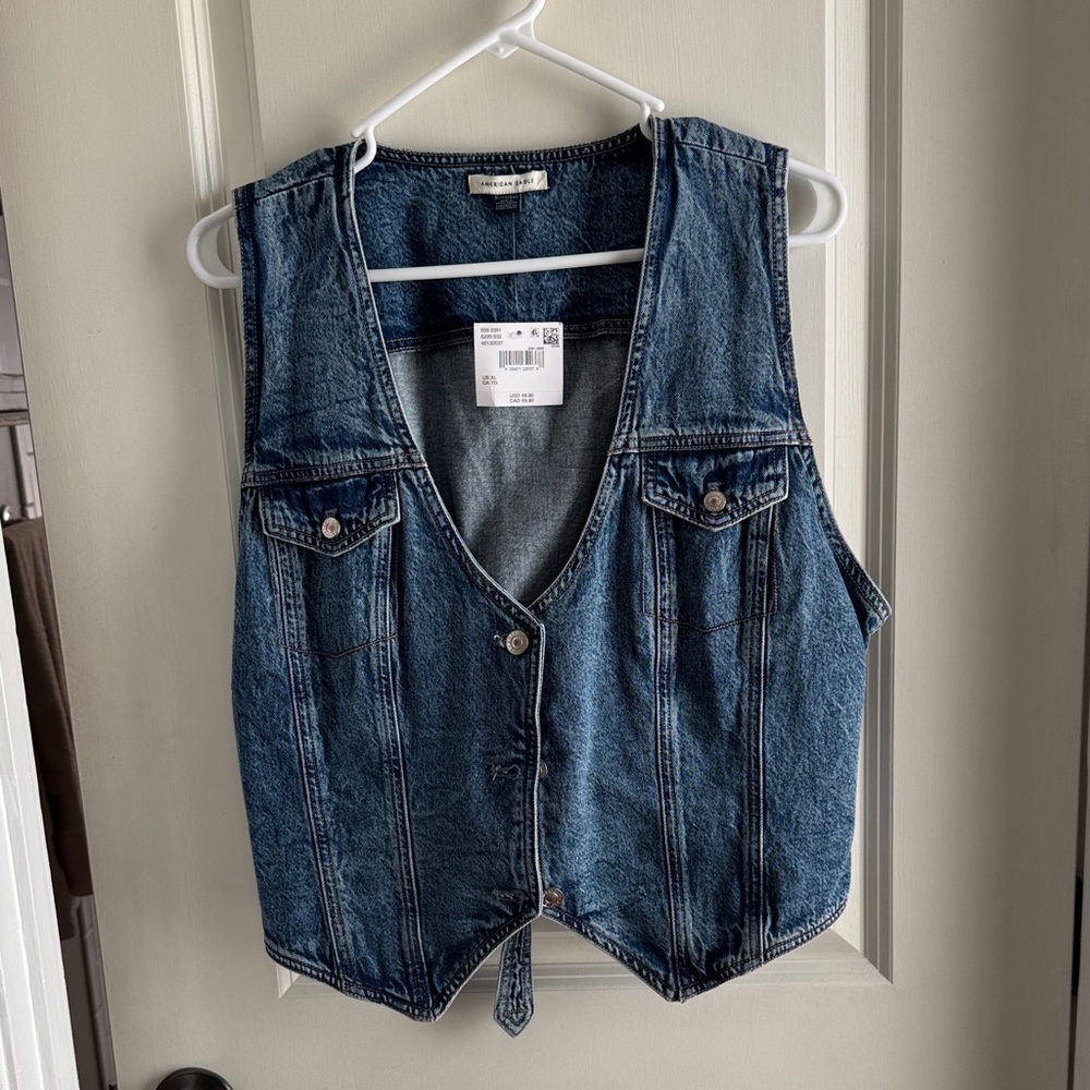 American Eagle Outfitters Blue Denim Button Vest- NWT